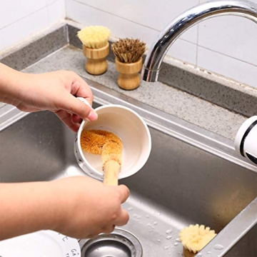 Bamboo Scrub Brush Set for Dishes and Pots