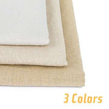 Caydo 3 Pieces Large Size Linen Needlework Fabric for Garment Craft, Flower Pot Decoration and Table...