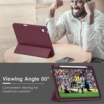 ZryXal New iPad 10th Generation Case 10.9 Inch 2022 with Pencil Holder, Smart iPad Case with Soft TPU Back [Support Auto Wake/Sleep] (Wine)