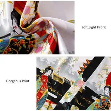 feslieacc Women's Long Satin Robes Plus Size Silky Robes Japanese Kimono Robes Black Satin Robes Long Silk Robes Wrap Robes, Black, 2XL/3XL