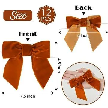 AIMUDI Terracotta Velvet Bows - 4.5" Orange Christmas, Wreath & Gift Bows - 12 PCs