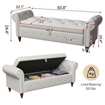 NIOIIKIT 63'' Multifunctional Storage Ottoman Bench - Stylish Design for Every Room