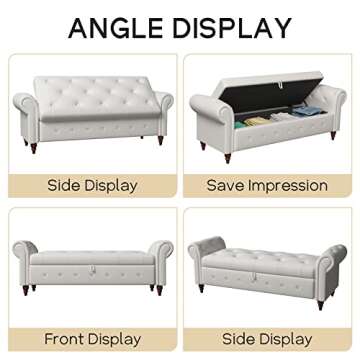 NIOIIKIT Stylish 63'' Storage Ottoman with Ample Storage