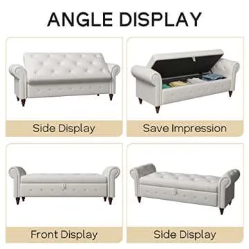 NIOIIKIT Stylish 63'' Storage Ottoman with Ample Storage