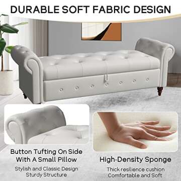 NIOIIKIT Stylish 63'' Storage Ottoman with Ample Storage