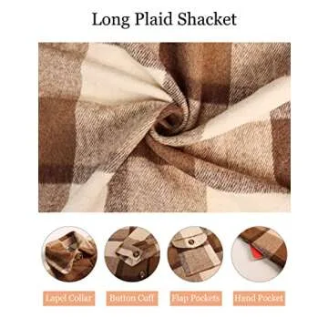 SeekMe Women's Plaid Brushed Wool Shacket for Cozy Style