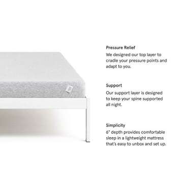Nod by Tuft & Needle Firm 6" Twin Size Adaptive Foam Mattress in a Box, Breathable, Pressure Relief,...