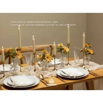 Vitalizart White Cotton Ribbon Handmade Fringe 5/8" x 21 Yd Cream Pure Natural Cotton Ribbons for Gift Wrapping Wedding Invites Bridal Shower Bouquets Holiday Decor