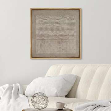 SIGNWIN Framed Canvas Print Wall Art Gunge Dark Pastel Geometric Pattern Abstract Shapes Illustratio...