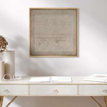 SIGNWIN Framed Canvas Print Wall Art Gunge Dark Pastel Geometric Pattern Abstract Shapes Illustrations Modern Art Decorative Boho Relax/Zen Nordic for Living Room, Bedroom, Office - 16"x16" Natural