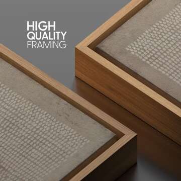 SIGNWIN Framed Canvas Print Wall Art Gunge Dark Pastel Geometric Pattern Abstract Shapes Illustrations Modern Art Decorative Boho Relax/Zen Nordic for Living Room, Bedroom, Office - 16"x16" Natural