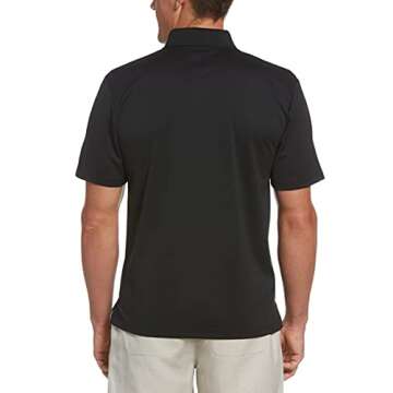 Cubavera Men's Essential Textured Polo Shirt - Moisture-Wicking, Regular Fit, Black, Large