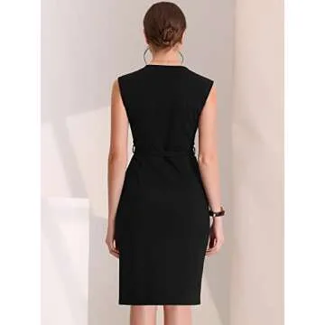 Allegra K Women's Sleeveless V Neck Pencil Dress