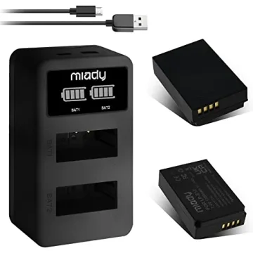 Miady LP-E12 Charger Set: Dual LCD Charger & 2 Pack 1350mAh Batteries Compatible with Canon EOS M50,...