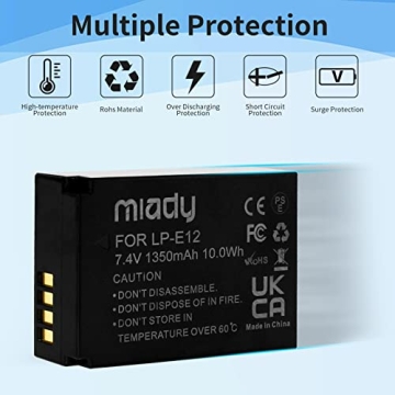 Miady LP-E12 Charger Set with 1350mAh Batteries for Canon Cameras