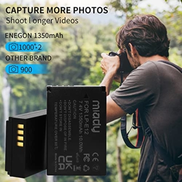 Miady LP-E12 Charger Set with 1350mAh Batteries for Canon Cameras