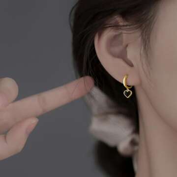 SLUYNZ Solid 925 Sterling Silver Black Heart Hoop Earrings for Women Teen Girls Love Heart Hoop Earr...