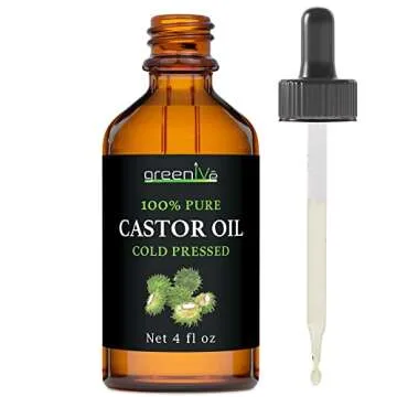 GreenIVe Castor Oil Organically Grown 100% Pure 4 fl oz Bottle Cold Pressed, Hexane Free, Eyelash an...