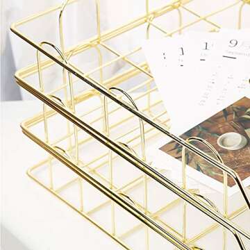 Jolitac Rose Gold 4-Tier Stackable Paper Tray Organizer