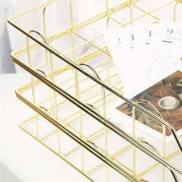 Jolitac Rose Gold 4-Tier Stackable Paper Tray Organizer