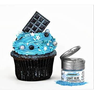 Light Blue Edible Glitter for Drinks, Cocktails, Cake Decorating, Strawberries, Chocolates & More | No Taste | 4g | 100% Food-Safe | Kosher, Vegan, Gluten & Nut Free | DiamonDust by The Sugar Art