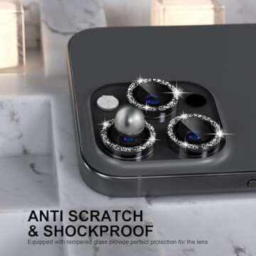 Choiche Compatible for iPhone 16 Pro/iPhone 16 Pro Max Camera Lens Protector Bling, 9H Tempered Glas...