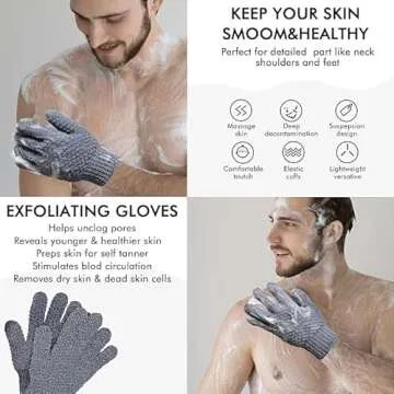 Yiclick 6Pairs Heavy Exfoliating Gloves,Body Scrub Exfoliator for Dead Skin Remover,Exfoliating Body Scrubber for Bath Shower Exfoliation,Exfoliate Sponge Loofah Washcloth Mitt Men Women