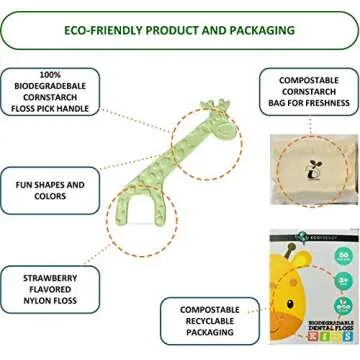 EcoFrenzy Kids Floss Picks 200 Count Biodegradable Flossers