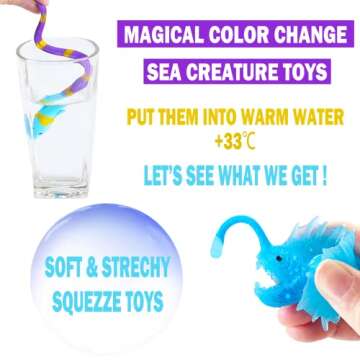 Color Changing Mold Free Bath Toys for Toddlers Kids, Color Change Sea Creatures Ocean Animal Toys &...
