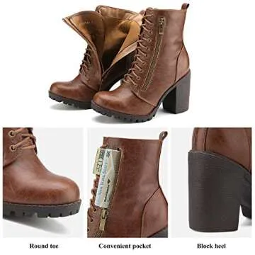 DREAM PAIRS Stylish Combat Ankle Boots for Women