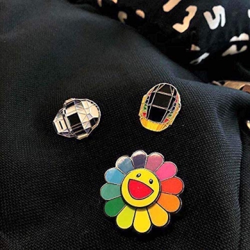 Happy Flower Spinning Hard Enamel Lapel Pin (1.5", Rainbow)