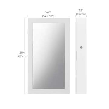 SONGMICS Lockable Jewelry Cabinet Armoire with Mirror, Wall-Mounted Space Saving Jewelry Storage Org...