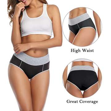 Wirarpa Women's Cotton Underwear High Waist Stretch Briefs Soft Underpants Ladies Full Coverage Pant...