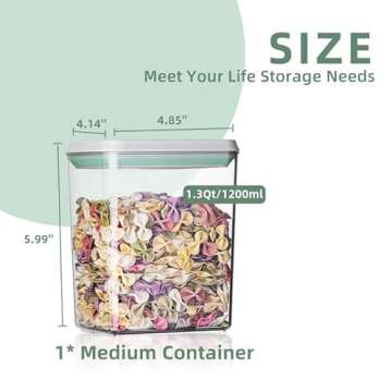 Ankou Pop Airtight Food Storage Containers with Lids- 3 Pcs Stackable One Button Opening Food Containers, Kitchen Pantry Storage Containers for Snacks Candy Salt Herbs Spices BPA-Free (1.2 QT * 3)