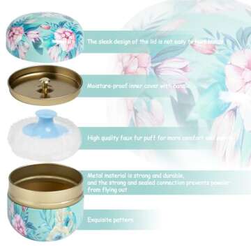 Powder Puff and Powder Container for Body Dusting Powder Case with Puff for Baby and Women,Loose Powder Containers with Puff for Travel