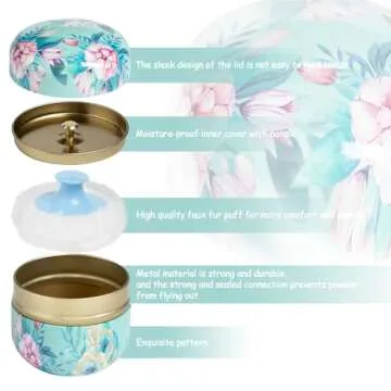 Powder Puff and Powder Container for Body Dusting Powder Case with Puff for Baby and Women,Loose Powder Containers with Puff for Travel