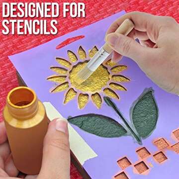 U.S. Art Supply 5 Piece Stencil Brush Set for Creatives