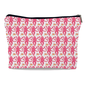 Ayxvt Preppy Corduroy Makeup Bag - Stylish Pink Zip Pouch for Women