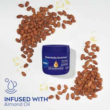 NIVEA Essentially Enriched Body Cream, Moisturizing Cream for Dry and Very Dry Skin, Enriched with Deep Nourishing Serum and Almond Oil 13.5 Oz Jar