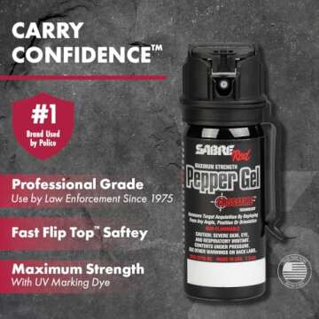 SABRE Crossfire Pepper Gel for Self Defense, Deploys At Any Angle, Maximizes Target Acquisition Agai...