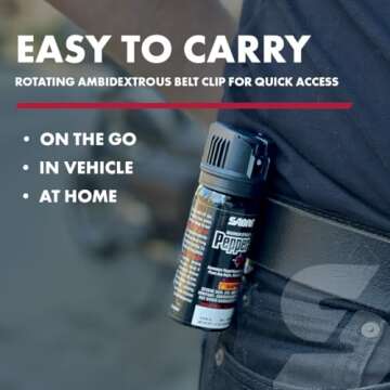 SABRE Crossfire Pepper Gel for Self Defense, Deploys At Any Angle, Maximizes Target Acquisition Against Threats, Easy Carry Belt Clip, Safety Flip Top, Max Police Strength Pepper Spray, 1.5 fl oz