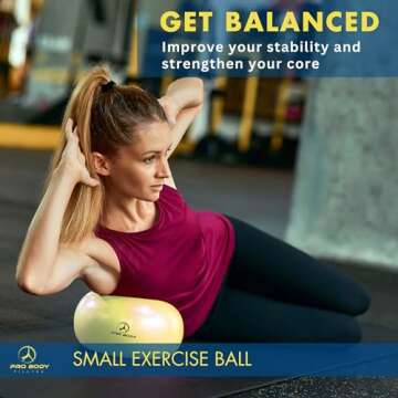 ProBody Pilates Small Exercise Ball with Pump - 9 Inch Workout Ball for Stability, Barre, Yoga, Core...