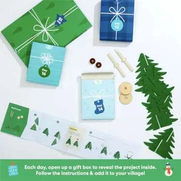 KiwiCo Winter Wonderland - 2024 Advent Calendar for Kids | Christmas Activities For Kids | Assemble Winter Village with Motorized Sledding Hill, Ice Skating Rink, Reindeer, Christmas Trees & more!