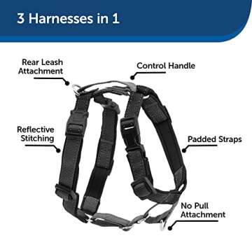 PetSafe 3 in 1 Harness with Two Point Control Leash, No-Pull Harness, Medium, Black, Adjustable