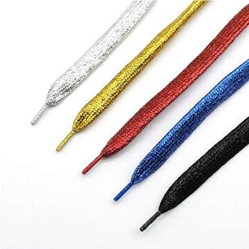 MarJunSep Shimmery glitter 42" Solid Colors Flat Shoelaces Shoe Laces strings for Teams Cheer Dance Sneakers