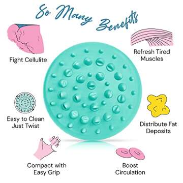 Scala Silicone Cellulite Massager, Bath Shower Scrubber Accessory, Bathroom Toy, Cellulite Remover, Improve Circulation, Body Massager, Exfoliator, Fat Roller Use with Creams and Oils, Teal