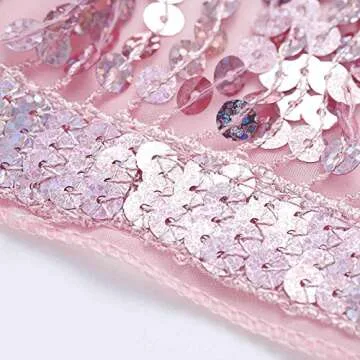 Kakaco Women Belly Dance Skirt Sequin Fringe Skirts Sparkly Hip Scarf Skirt Fashion Party Skirt Costume (C-Pink)