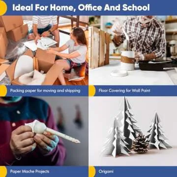 Vanhench White Wrapping Paper 17.5"x1200"(100'), White Easel Painting Drawing Paper Roll Kids Art Supplies, Chart Poster Bulletin Board, Floor Covering Arts Crafts Gift Wrap 80GSM 55LB