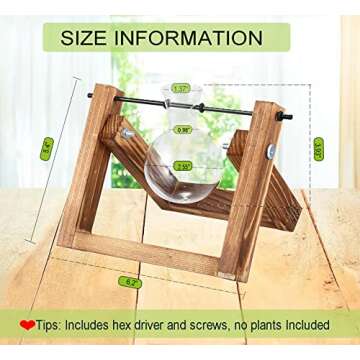 Kingbuy Plant Propagation Station Air Plant Terrarium Bulb Vase with Wooden Swivel Holder Desktop Glass Planter for Indoor Water Plants Home Office Tabletop Decor - 1 Bulb Vase