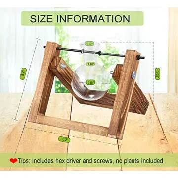 Kingbuy Plant Propagation Station Air Plant Terrarium Bulb Vase with Wooden Swivel Holder Desktop Glass Planter for Indoor Water Plants Home Office Tabletop Decor - 1 Bulb Vase